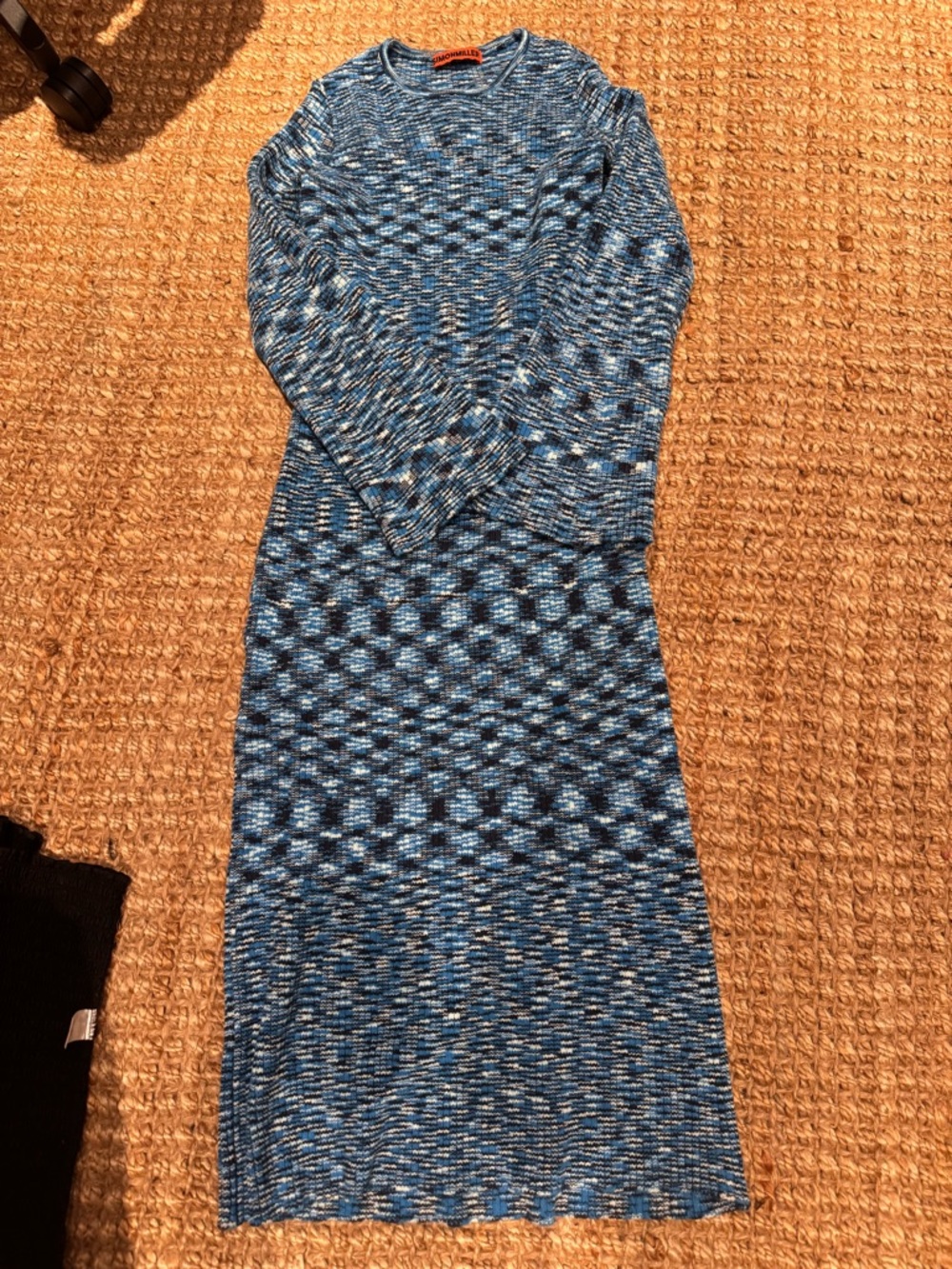 Simon miller Blue Knit Long-Sleeve Midi Dress w bell sleeves